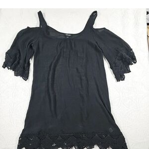 VENUS Black Lace Cold Shoulder Blouse